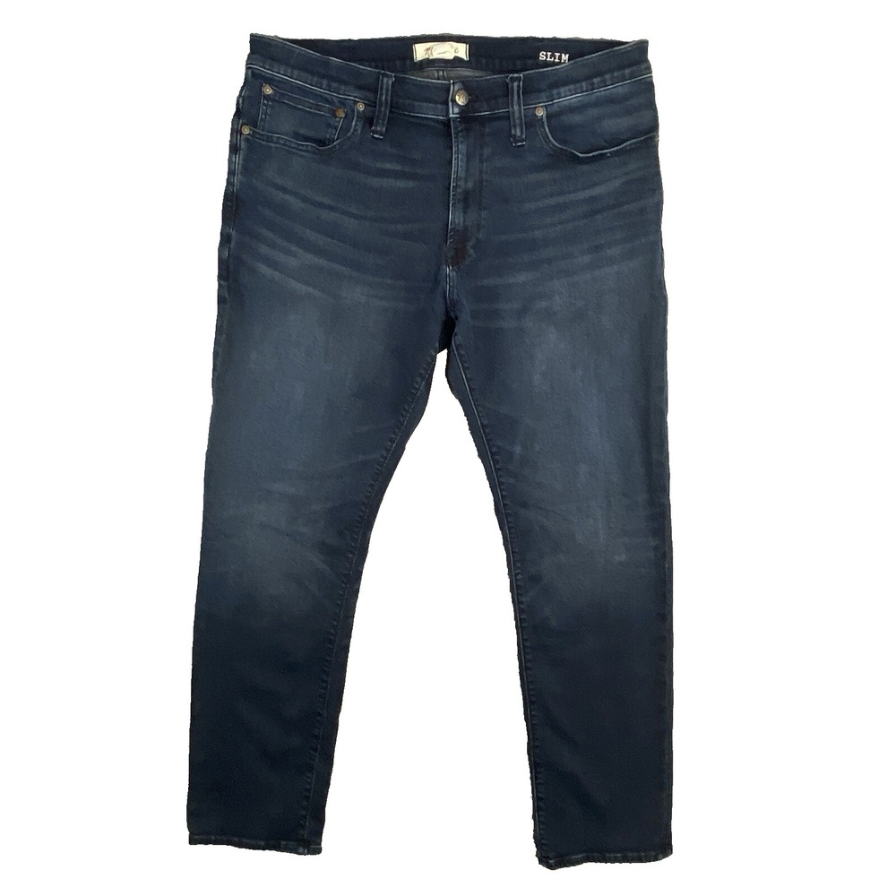 Madewell Slim Jeans Mens‎ 38x32 Blue Denim Straight Stretch Dark Wash Casual